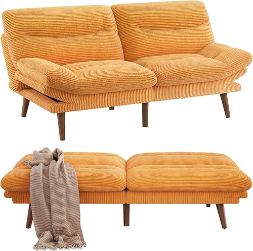 Miniatura 11 de Pipishell Sofá cama futón, moderno sofá futón convertible de 66 pulgadas en cama o tumbona, tamaño compacto, cojines cómodos, construcción duradera