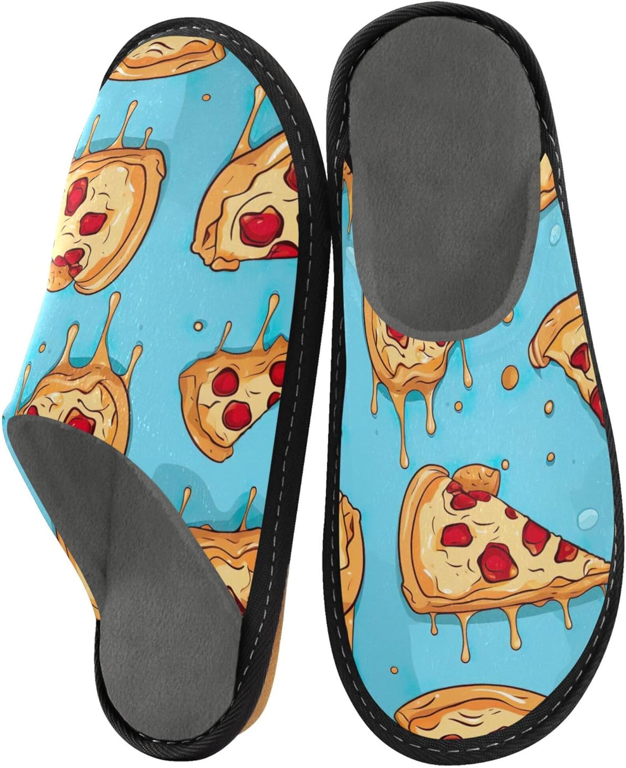 Funny Pizza House Slippers – Cozy Fuzzy Slippers for Guests, Washable & Disposable, Perfect for Shoeless Home, Spa & Hotel Use A112310