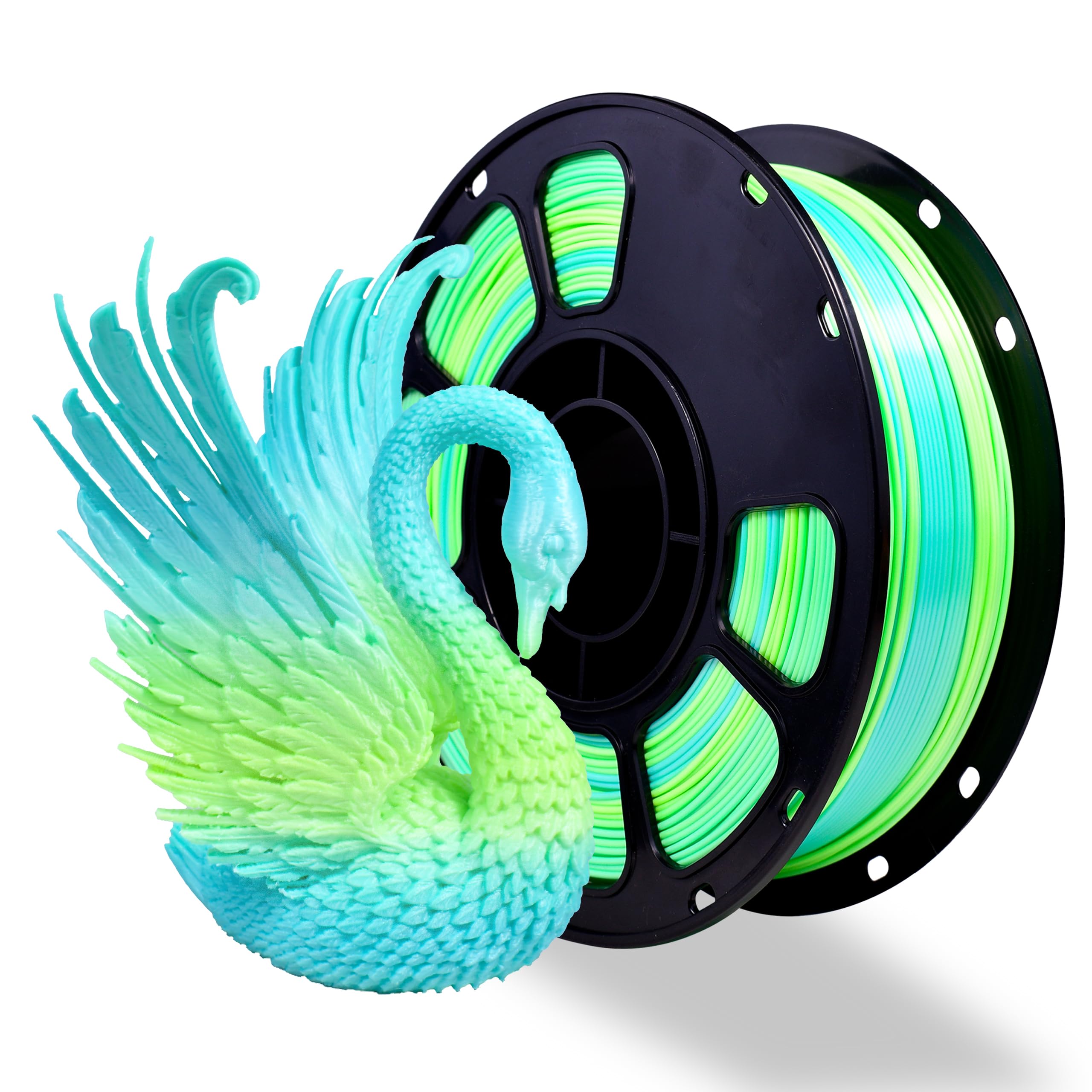 iBOSS Silk PLA+ Gradient 3D Printing Filament, 1KG Spool 1.75mm Silk Shiny Blue Green Gradient Printer Filament 2.2lb Brighter New Version, Neatly Wound 3D Printing Filament Compatible