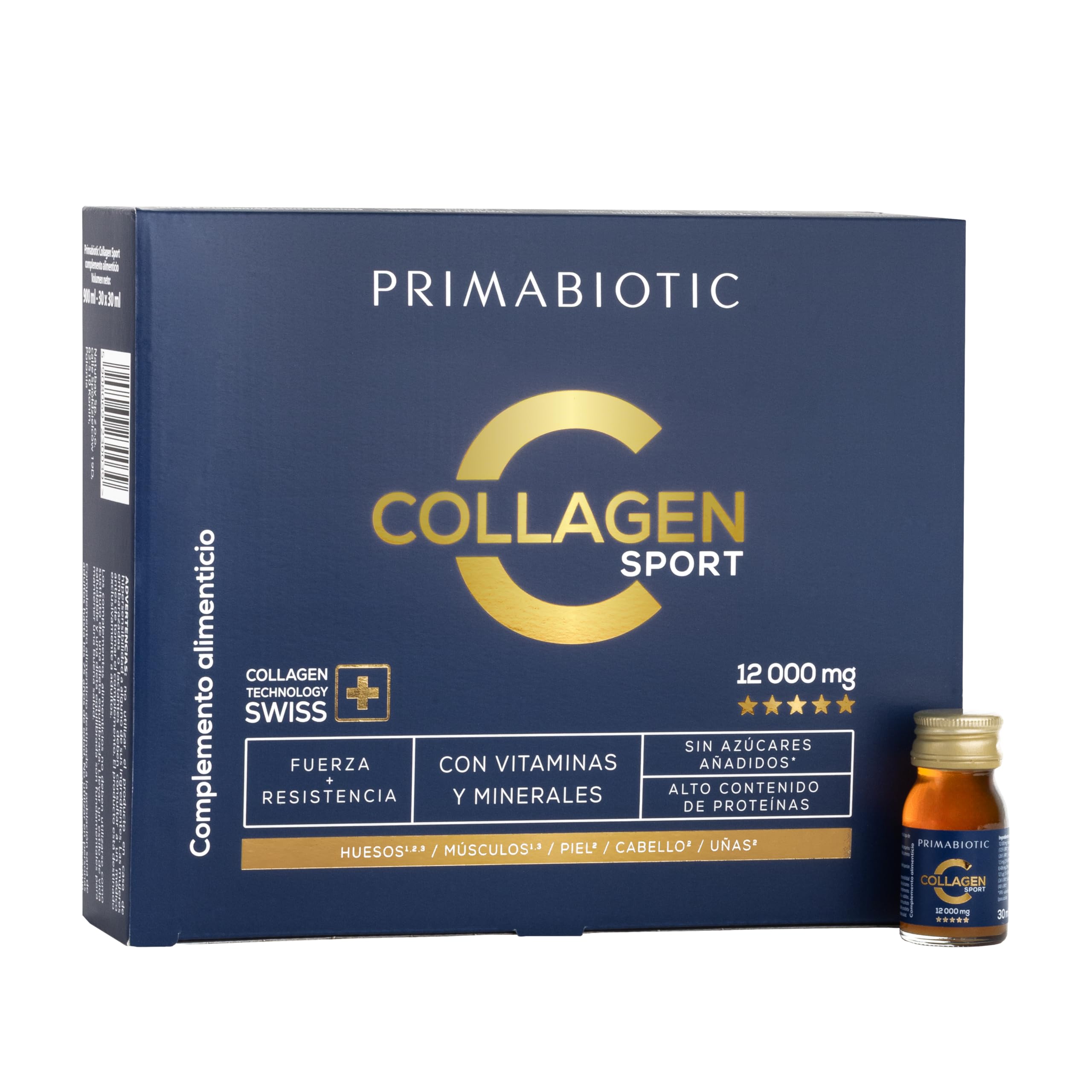 Primabiotic Collagen Sport 12 000 mg | Colágeno Bebible Alto en Proteínas para Personas Activas | 30 Botellitas de 30 ml (900 ml) | Apoyo para Articulaciones, Músculos y Recuperación | Sabor Piña