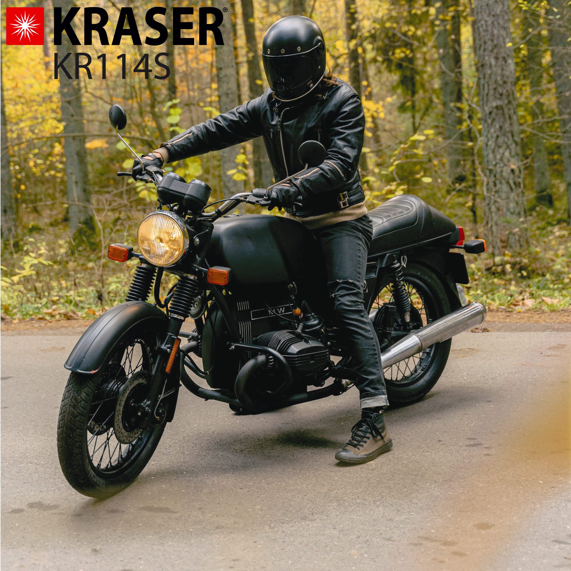 KRASER KR114S Bloccadisco Moto Omologato SRA, Doppia Chiusura ø14mm Blocco Freno Serratura Alta Sicurezza, Morsetto Blocca Ruota Scooter, Bicicletta Elettrica, Cavo Promemoria, Antifurto Motocicletta