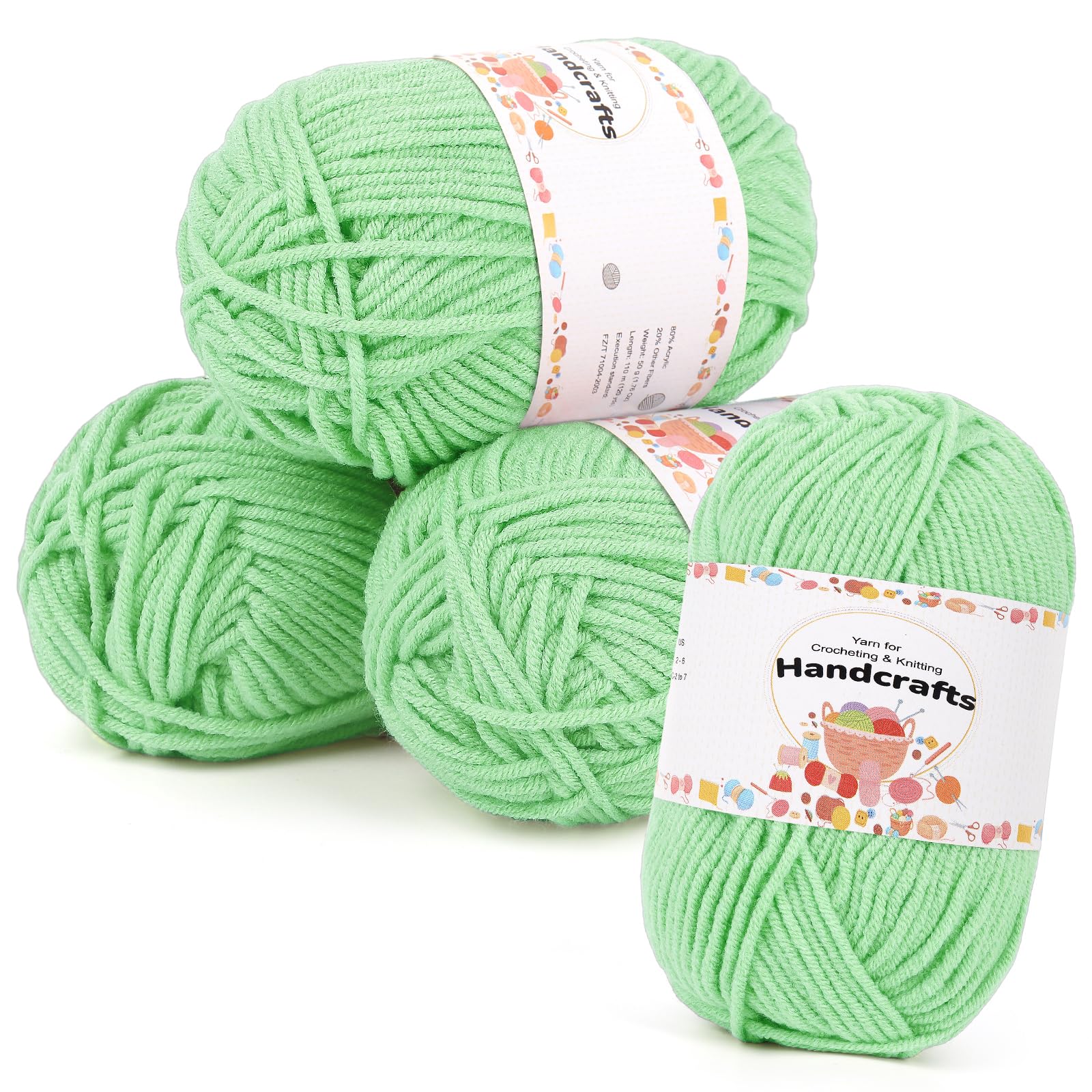 Aeelike 200g(4x50g) Polyacryl Amigurumi Wolle Set, 5Ply Häkelwolle Baumwolle zum Häkeln, Langlebige Strickwolle, Bunte Häkelgarn Cotton Yarn, Aquagrün