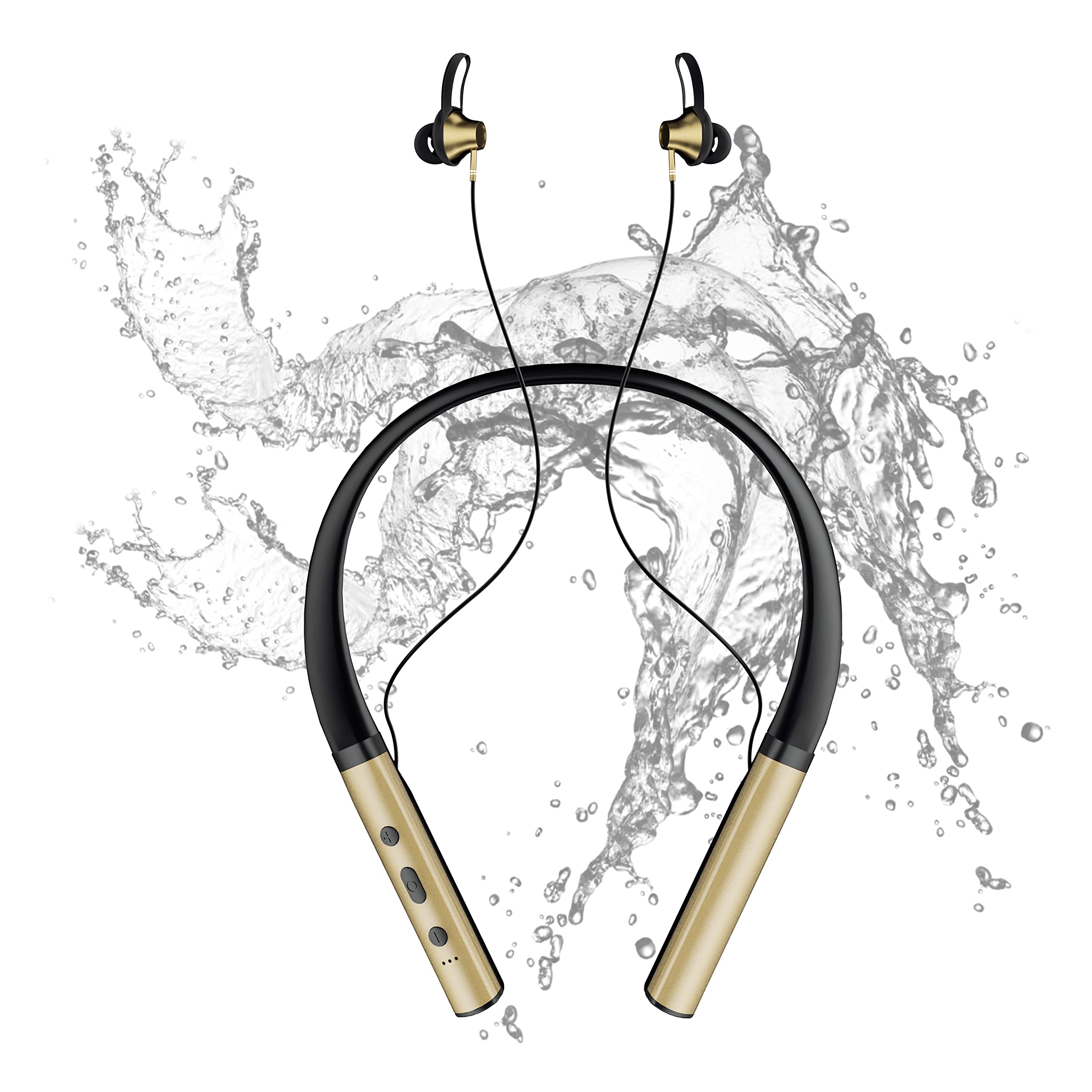 NOYMI Wireless in Ear Earphones with Mic, Bluetooth v5.0 Neckband Earphones, 10 Mm Drivers, 25H Playtime, IPX5, Fast Charging, Magnetic Earbuds, Low Latency, Support TF Card (Gold) (B0C6PRPM8Q) Amazon Price History, Amazon Price Tracker