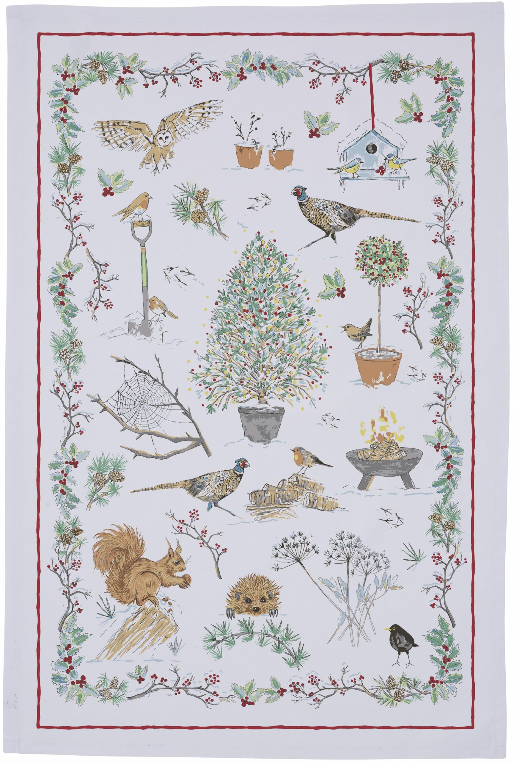 Ulster Weavers Winter Garden Festive Print Cotton Tea Towel 74x48cm