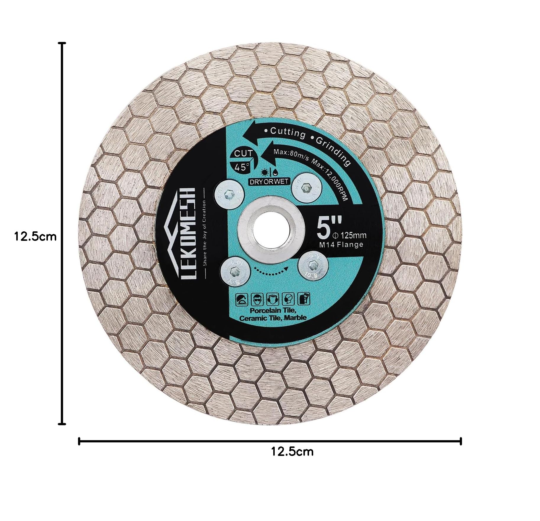 Disque Diamant Carrelage 125mm LEKOMESH - Lame de Scie Diamant Extra Fin Lame Diamantée à Tronçonner Ceramique,Tuiles,Marbre,Granit,Pierre Artificielle,Filetage M14