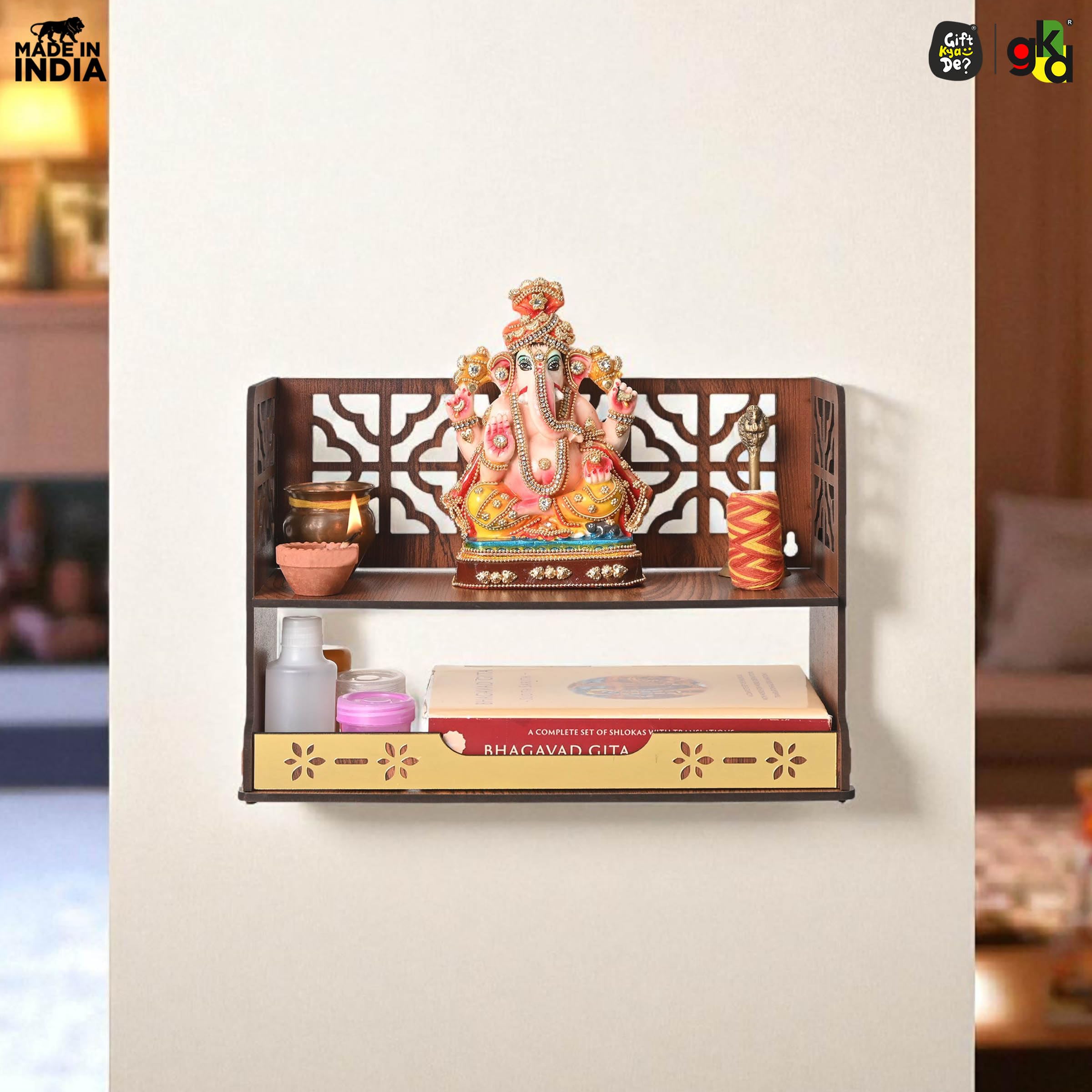 Compact Wooden Pooja Mandir - Home & Office Temple -8 Compact Wooden Pooja Mandir - Home & Office Temple -8