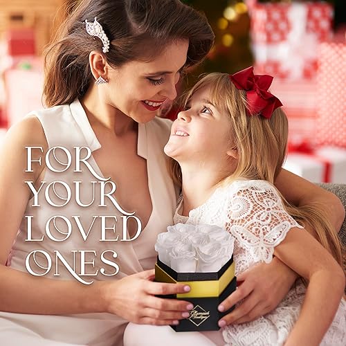 Miniatura 3 de GLAMOUR BOUTIQUE 7-Piece Forever White Rose Box - Preserved Roses in a Box Immortal Roses in a Box That Last A Year - Eternal Rose Preserved Flowers