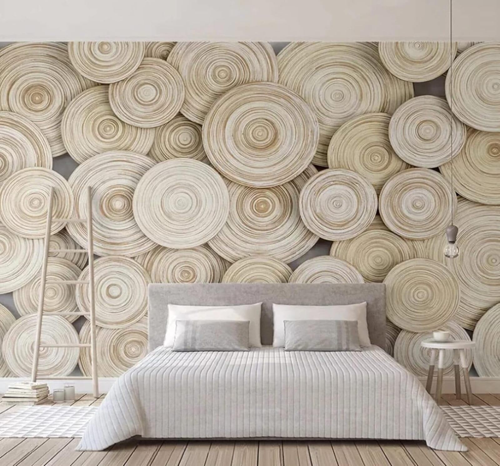 Wallpaper-3D-Xlm 400Cm×280Cm(B×H) Creative Three Dimensional Tree Rings Art Personalised 3D Wallpaper Easy Install Feature Office Living Room Sofa Bedroom Tv Background Wall Decoration-400Cm×280Cm