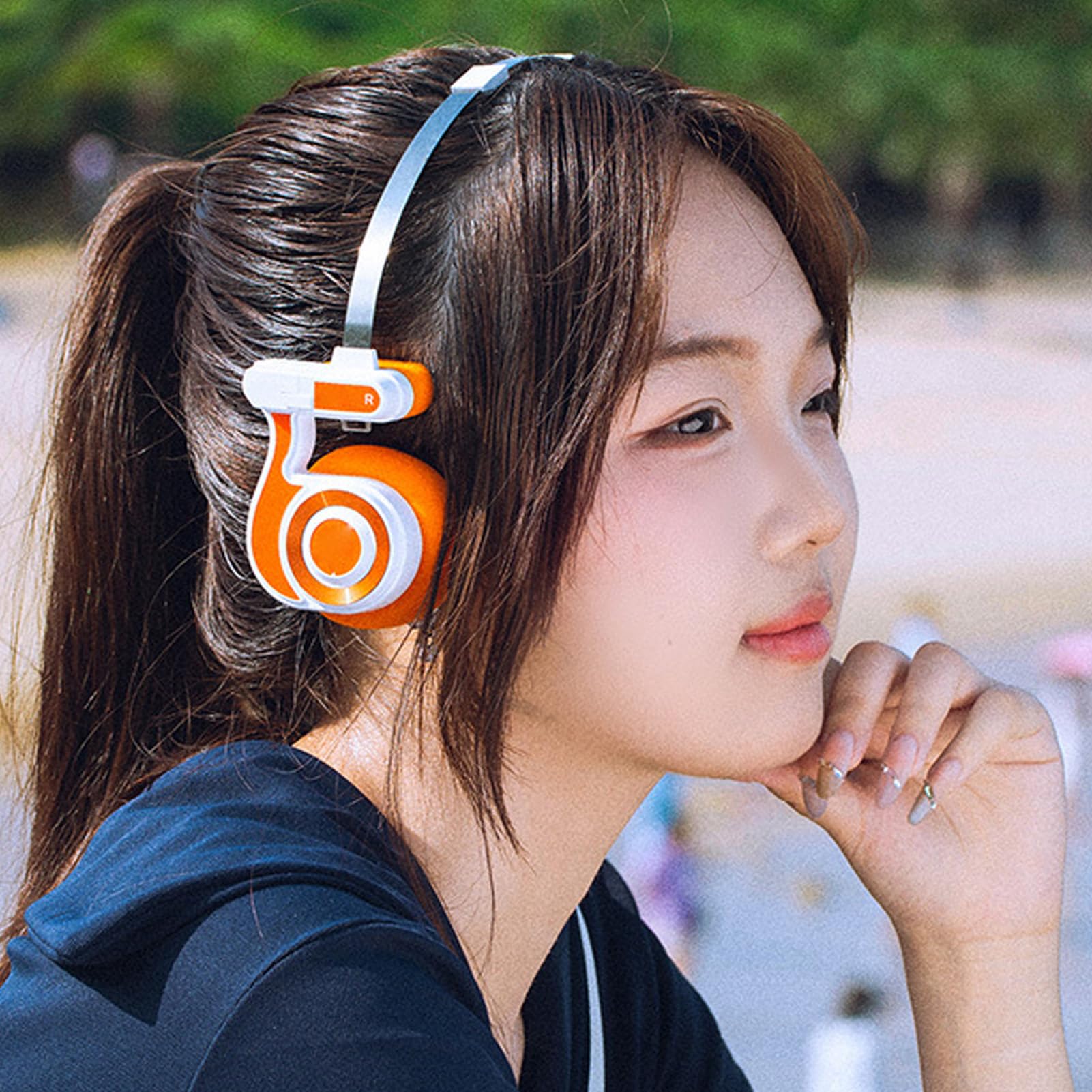 Cuffie Bluetooth Sopra L'orecchio, Cuffie Wireless con Batteria da 20 Ore con Microfono, Stereo HiFi e Archetto Regolabile per Lavoro in Viaggio e PC (arancione vibrante)