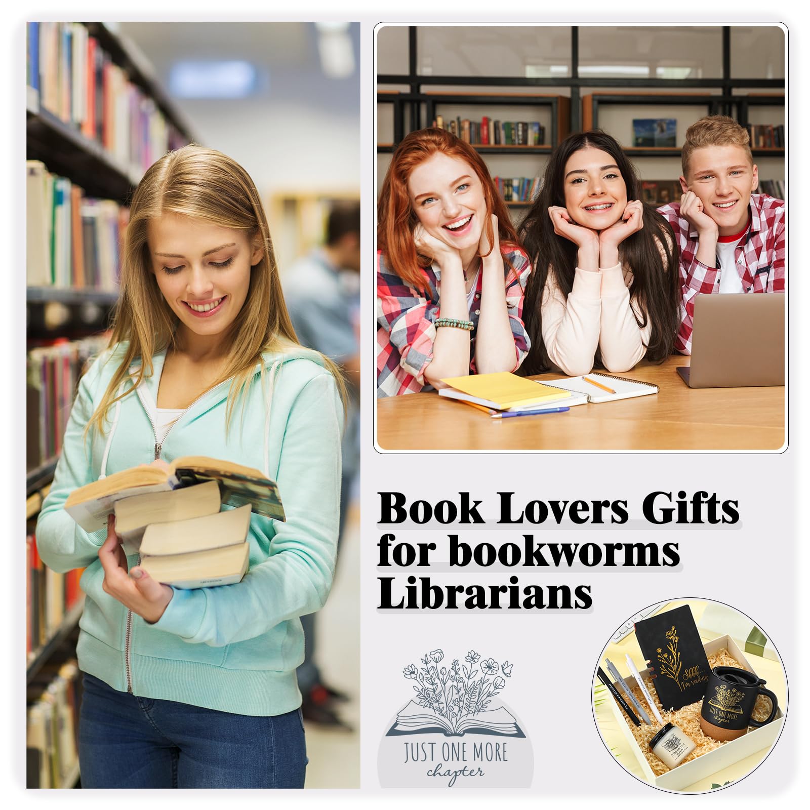 Baderke Regalos para amantes de los libros, tazas de cerámica con parte inferior de corcho, diario A6, cuaderno de velas, bolígrafos de lectura, regalos para mujeres y hombres, gusanos de libros, club