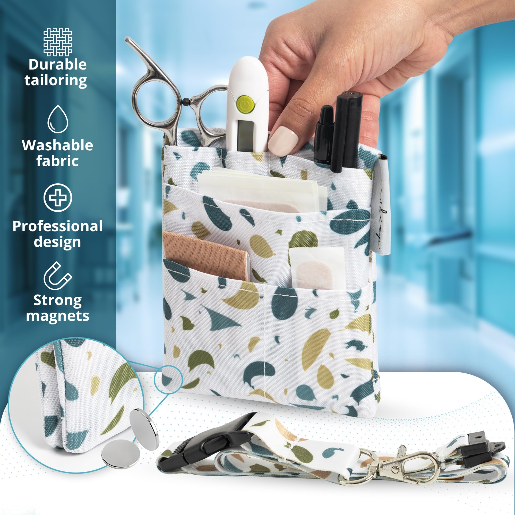 Perskeep – Verpleegkundige organizer met lanyard, magneet ID-houder, schaarhouder, verpleegkundige accessoires, origineel cadeau voor zorgprofessionals