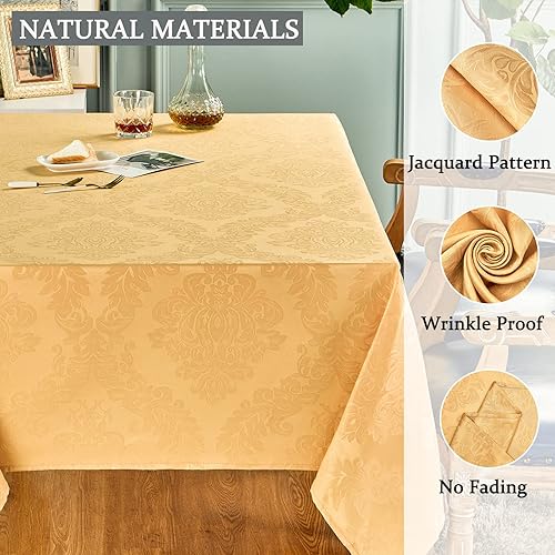 Miniatura 3 de HOMEJOY Mantel rectangular rectangular, impermeable, resistente a las arrugas, lavable, de poliéster jacquard, rectangular, mantel rectangular