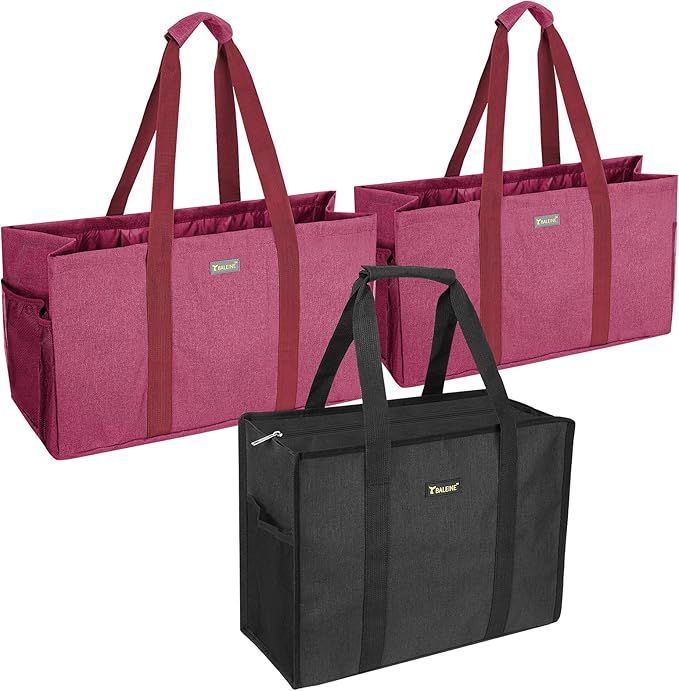 Utility Tote Bag with Zip Top+2 Pack Large Utility Tote Bag