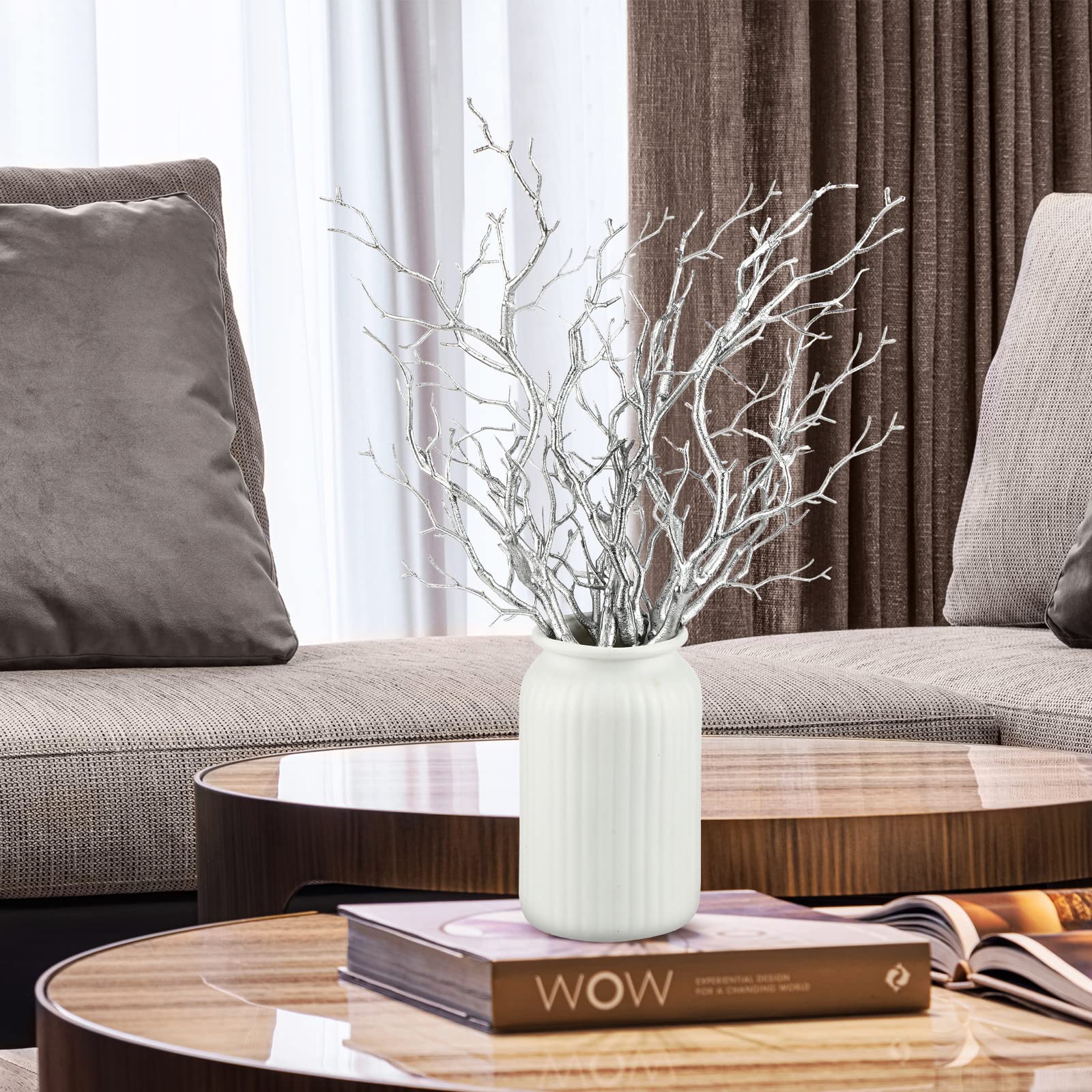 Geosar Lot de 10 petites branches de manzanita en plastique fausses branches artificielles en forme de bois de cerf branche d'arbre décorative brindilles de plante de 35 cm pour décoration de maison