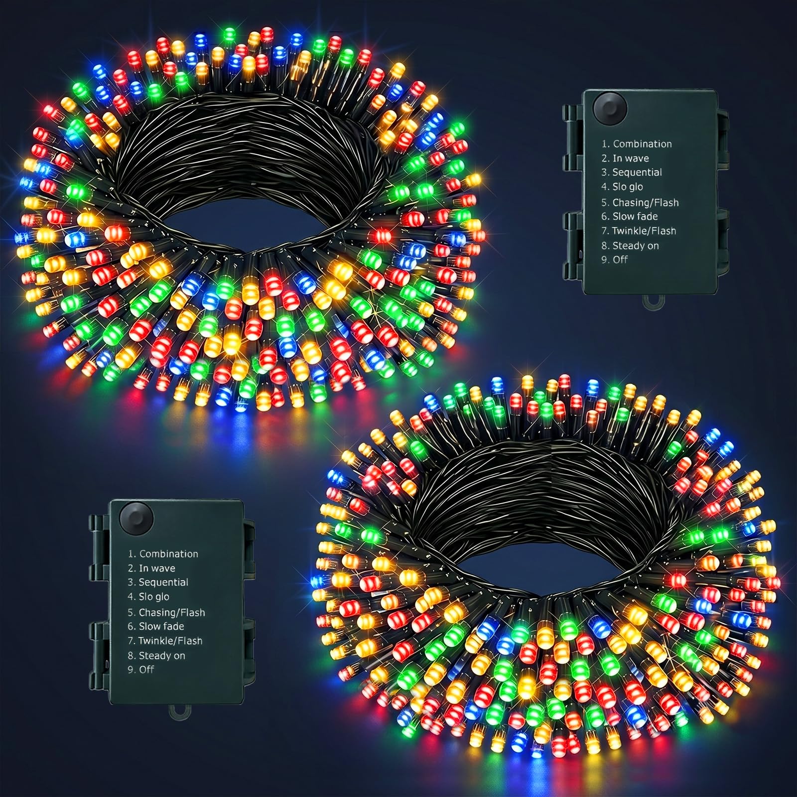 Hopelit Fairy Lights 2 Pack, Battery Fairy Lights 5m 50LED Multi-Coloured, Fairy Lights Battery Operated 8 Modes Timer IP44 Waterproof for Christmas Decorations, Wedding, Bedroom