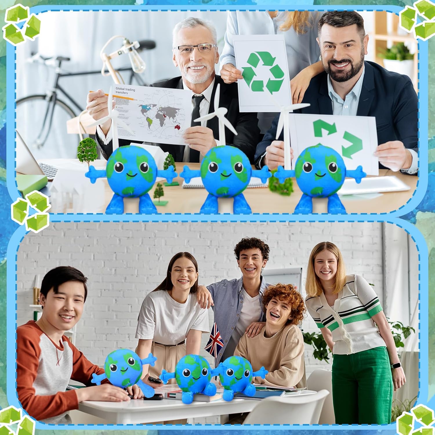 Meooeck 12 Packs Earth Day Stuffed Plush Party Favors 5.5 Inch Mini Save The Earth Educational Item Planet Stuffed for School Classroom Educational Activity Gift Recycle Party Favor Supplies