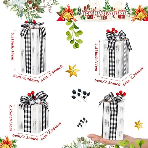 Miniatura 3 de Amyhill 3 piezas de caja de regalo de madera de Navidad, decoración de cuadros de Navidad, centros de mesa, regalos de madera rústica, bandeja