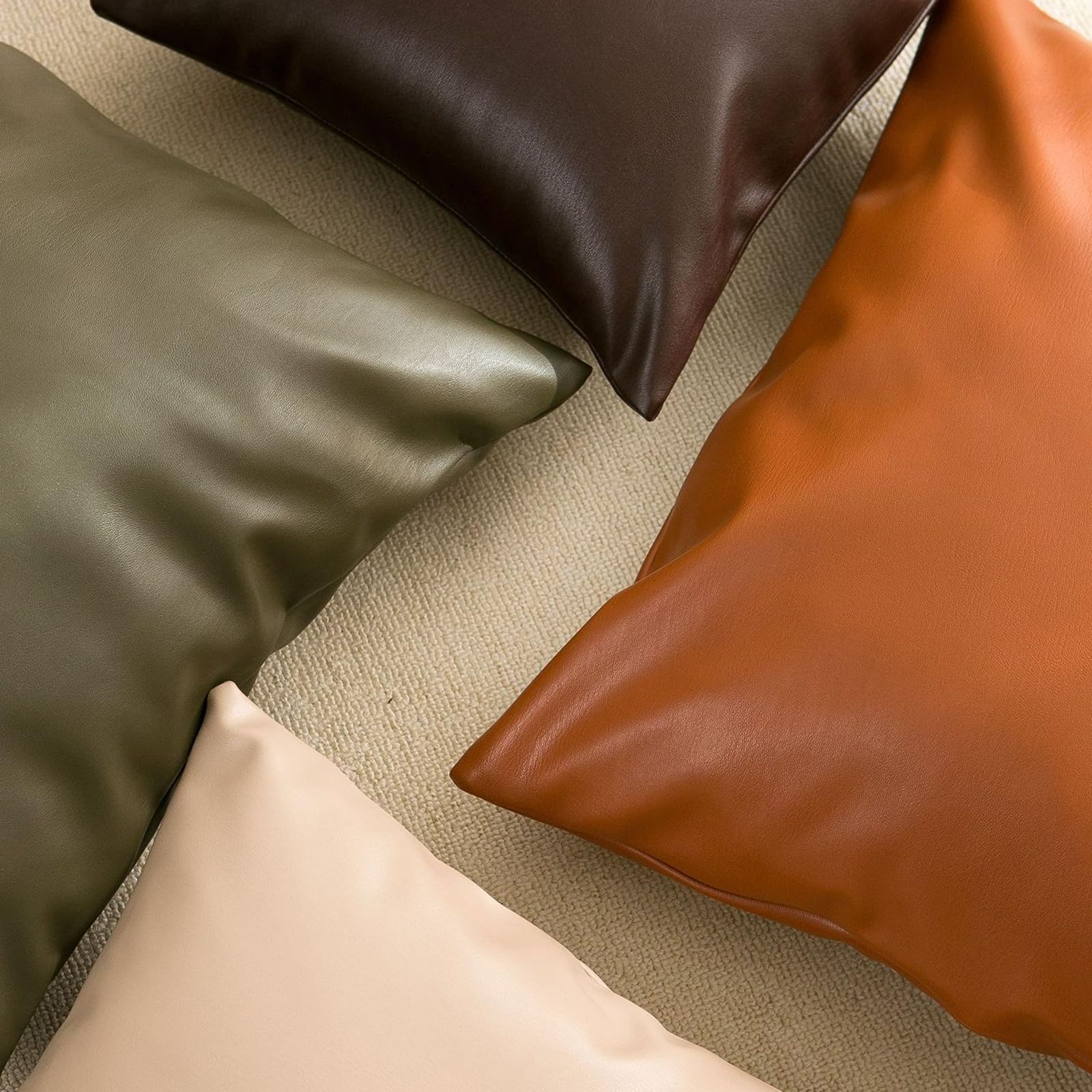 Muka Pack de 2 Fundas de Cojín de Piel Sintética Sin Relleno | 45 x 45cm o 30 x 50cm, Decorativa y Moderno, Cremallera Invisible, Para Sofá Cama Sillón Salón