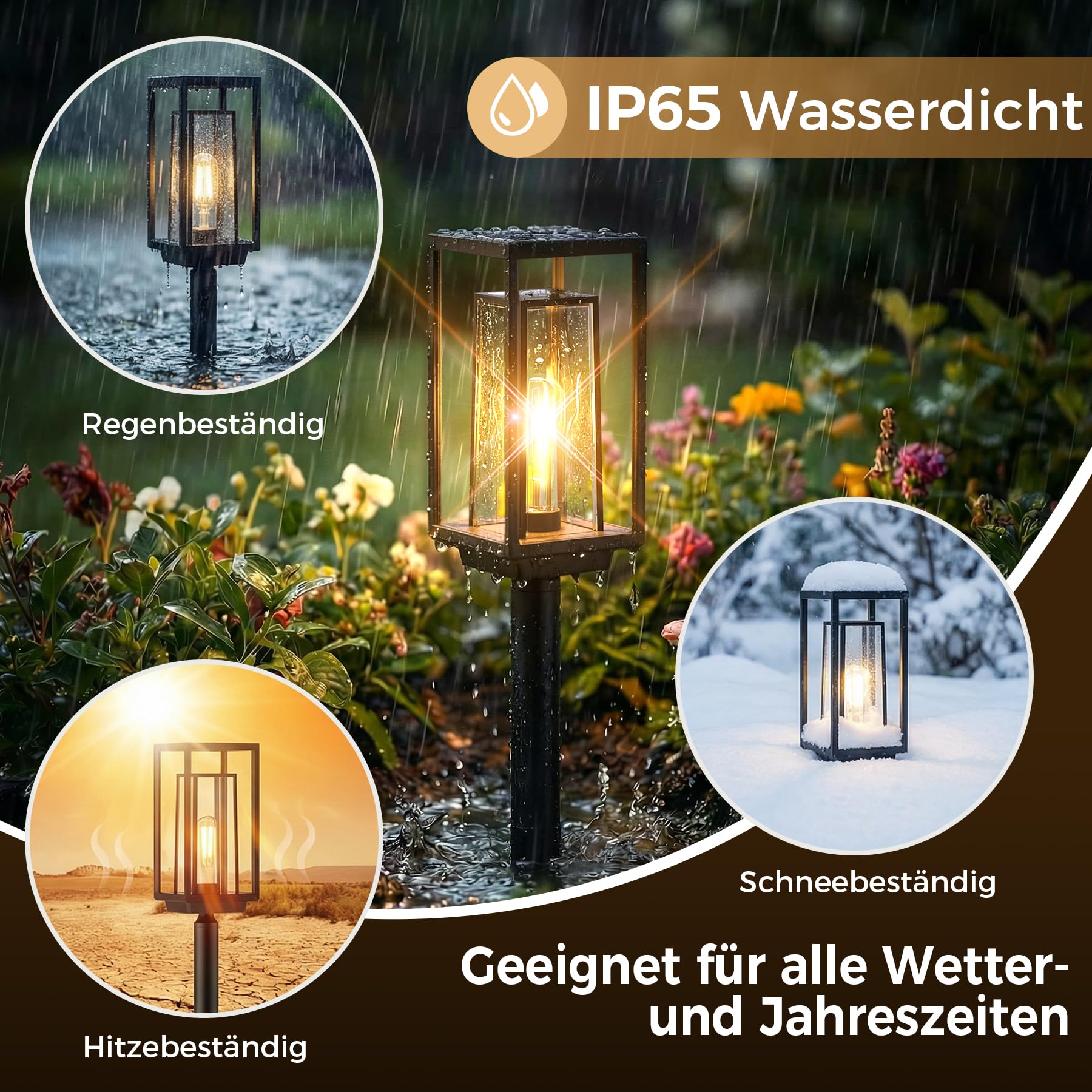 JOYCREATOR Solarleuchten Garten 4 Stück, 26LM Warmweiß Solarlampen für Außen Garten 1500mAh mit 14 Std. Arbeitzeit, IP65 Wasserdicht LED Gartenbeleuchtung Solar für Hof Outdoor Deko Frauen Geschenke