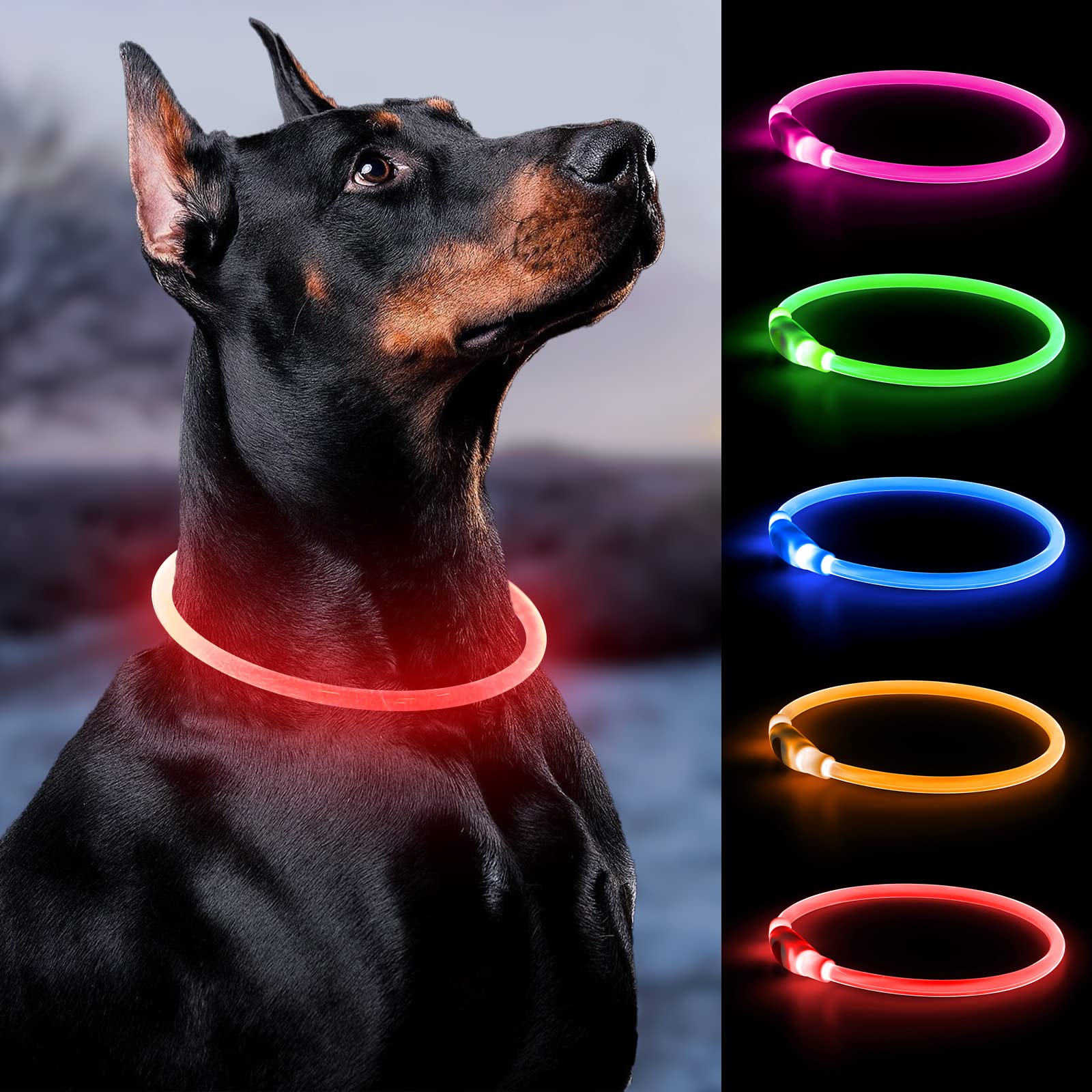 Amazon | Bpawser 犬首輪 犬光る首輪 犬LED首輪 LED発光首輪 USB充電式 