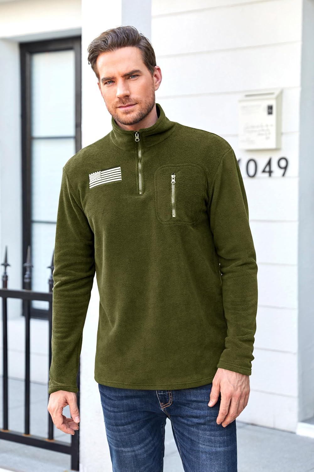 Beotyshow Mens Tactical Fleece Jacket Polar Soft Warm Quarter Zip Pullover - Image 2