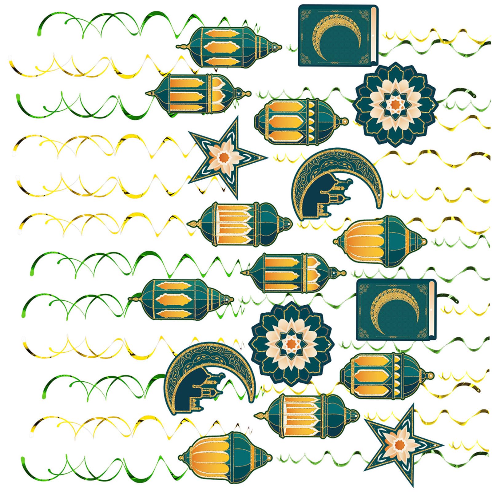 Kalttoy 48pcs Middle Eastern Cultural Symbol Spirals Decoration Ramadans Accessories Decorative Spirals Hangers Ornament Decoration