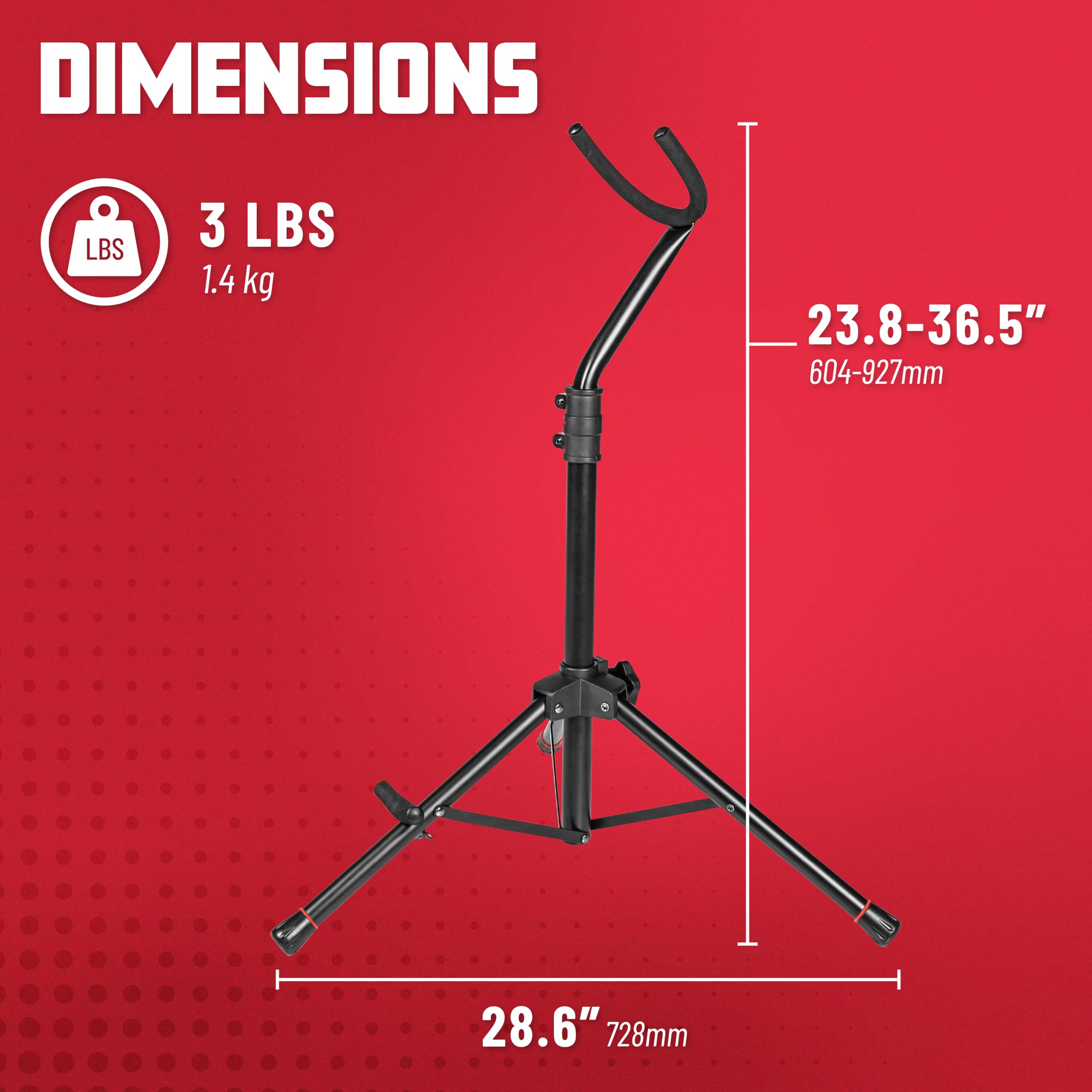 Gator Frameworks Tripod Ständer für Baritonsaxophone | (GFW-BNO-SAXBARI) | Schwarz