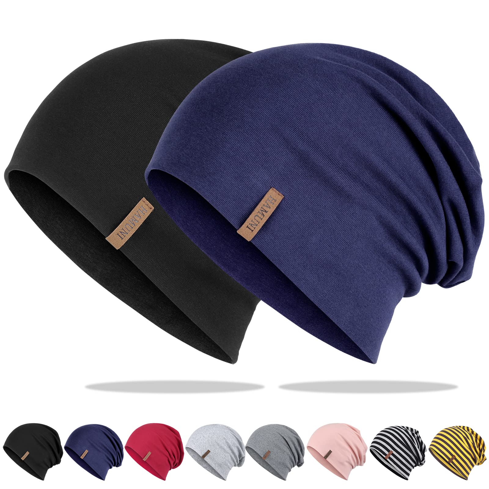HAMUNI Mütze Damen Herren Baumwolle Slouch Beanie Mütze Leichte Dünne Mütze | Weich Atmungsaktiv Universell einsetzbar als Laufmütze, Alltagshut oder Chemo-Mütze für Alle Jahreszeiten