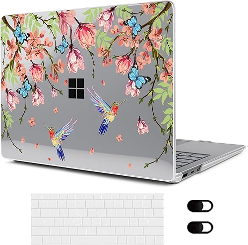 MEEgoodo Funda para portátil Microsoft Surface Go 21 de 12.4 pulgadas lanzada en 2022 2020, fundas rígidas transparentes para laptop con teclado y