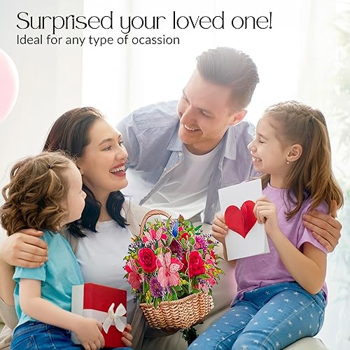 Miniatura 6 de Tarjeta de ramo de flores emergentes 3D – Tarjeta de felicitación floral única para cumpleaños, día de la madre, día de San Valentín,