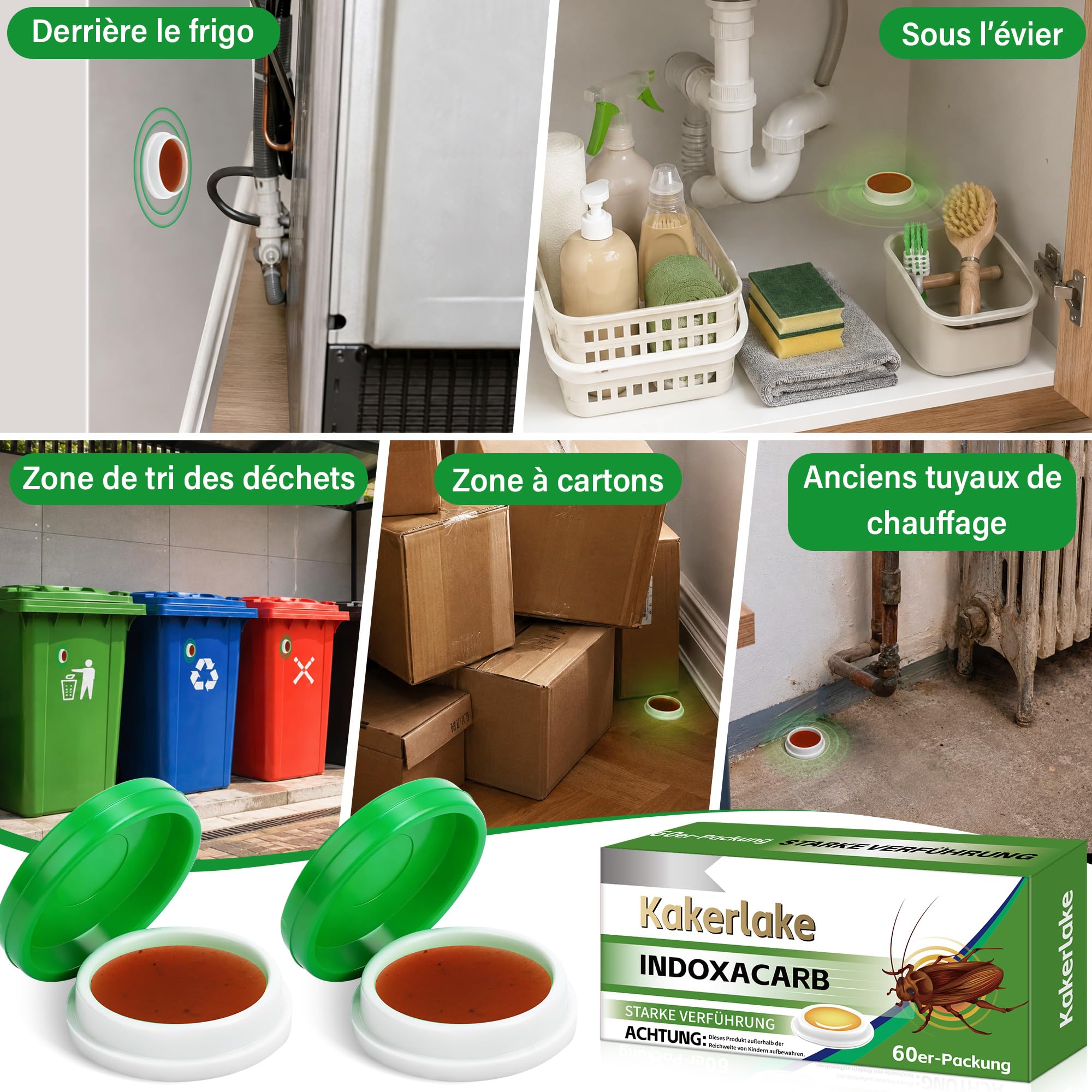 Lot de 60 Piège Cafard - Piège a Cafard Discret pour Maison, Cuisine et Extérieur, Facile à Utiliser