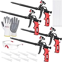 Vista 11 de Pistola aislante de espuma en aerosol profesional (2 pistolas de espuma + 8 boquillas), pistola de espuma expandible recubierta de teflón, pistola