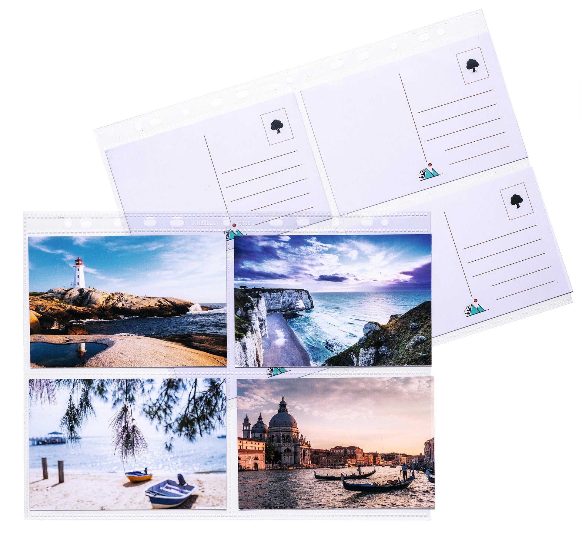 HERMA 7599 Fotohüllen für Ordner, 250 Stück, 10x15 cm, 4 Fächer geteilt, beidseitig sichtbar, Fotophan Fotosichthüllen Sammelhüllen Postkartenhüllen Prospekthüllen mit Eurolochung, transparent