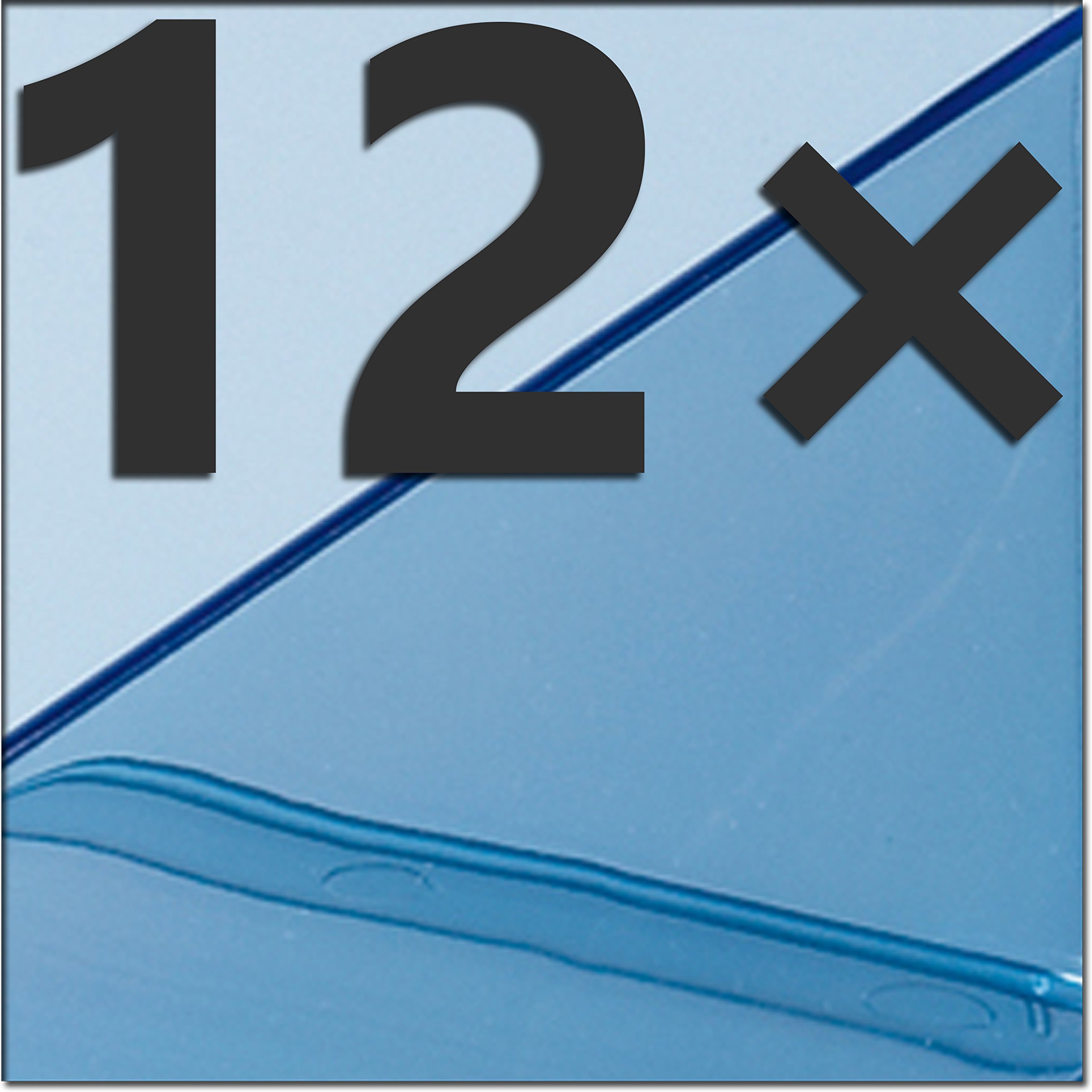 Han Klassik Briefablage A4/C4 stapelbar, stark, transparent rauchtopas farbig - 6er Pack, 12 Ablagen | transparent-blau, 1