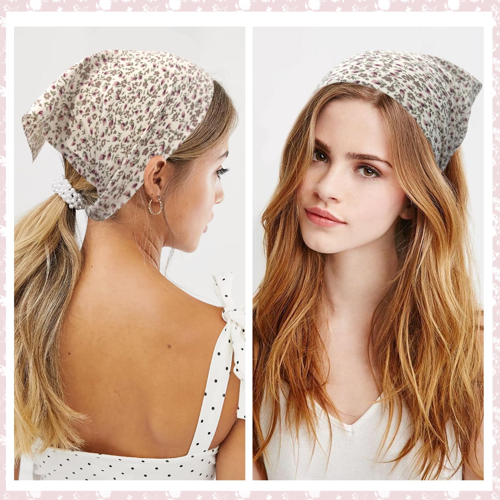 Pañuelos para mujer con flores, diademas elásticas boho de gasa, accesorio para el cabello para mujer y niña