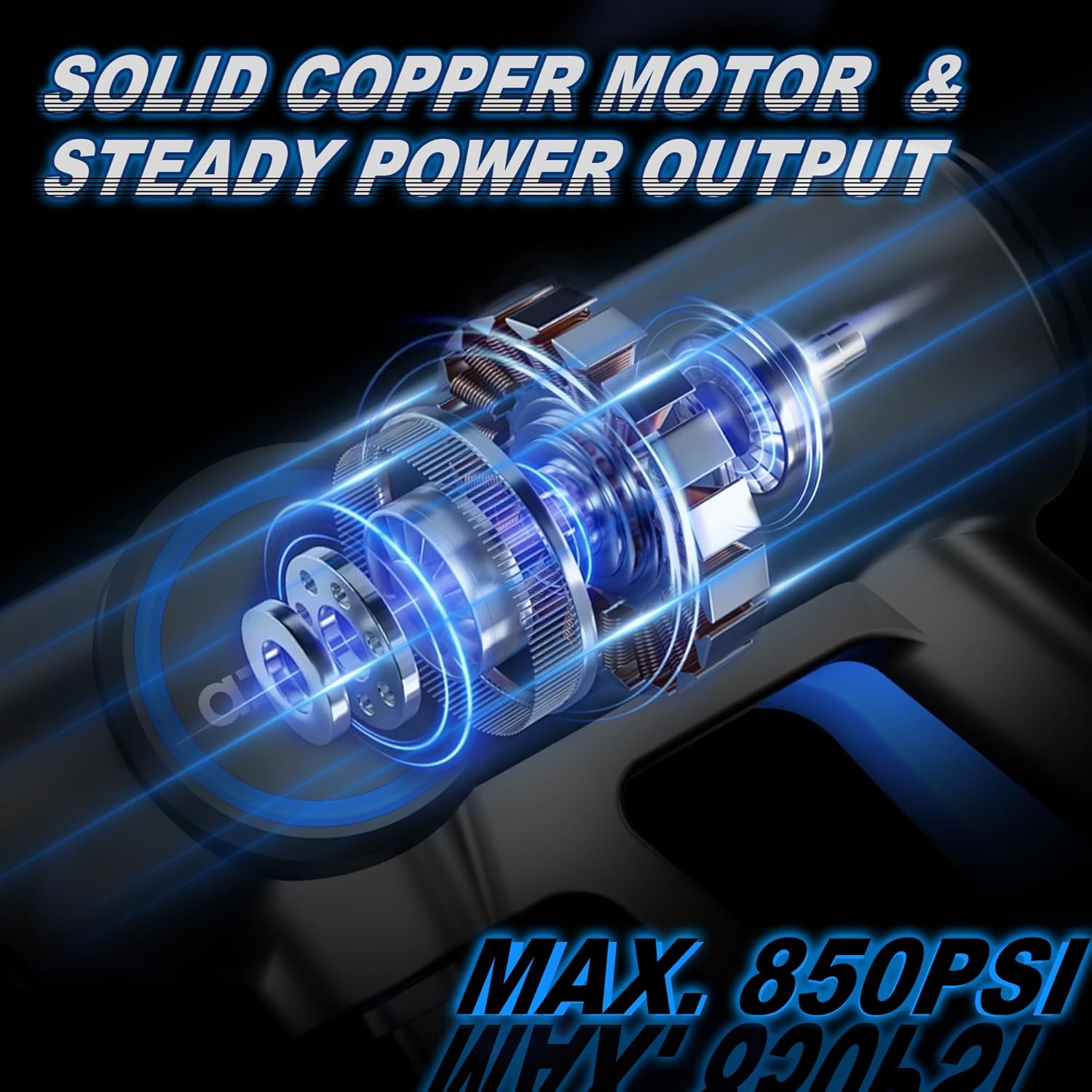 AZZUNO Cordless Pressure Washer, 850PSI Portable Pressure Washer, 4000mAh Powerful Washer with 6-in-1 Nozzle, Handheld Power Cleaner for Car, Home Cleaning & Garden Watering Blue