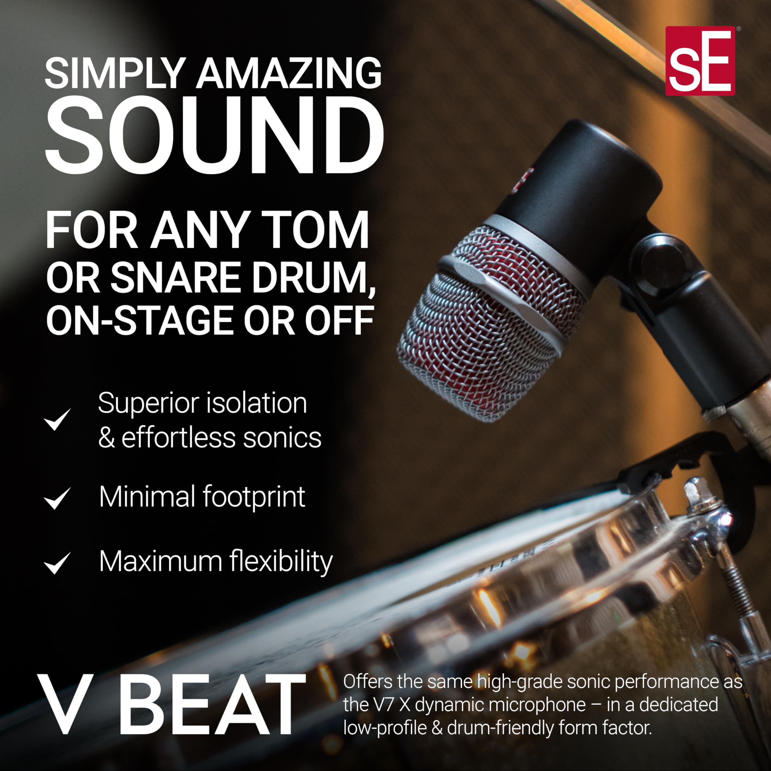 SE ELECTRONICS - Microfone supercardioide V Beat Snare/Drum