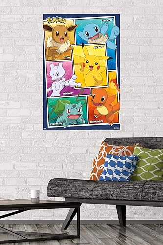 Miniatura 2 de Trends International Pokémon - Póster de pared de collage grupal, 22.37 x 34.00 pulgadas, paquete de póster y montaje