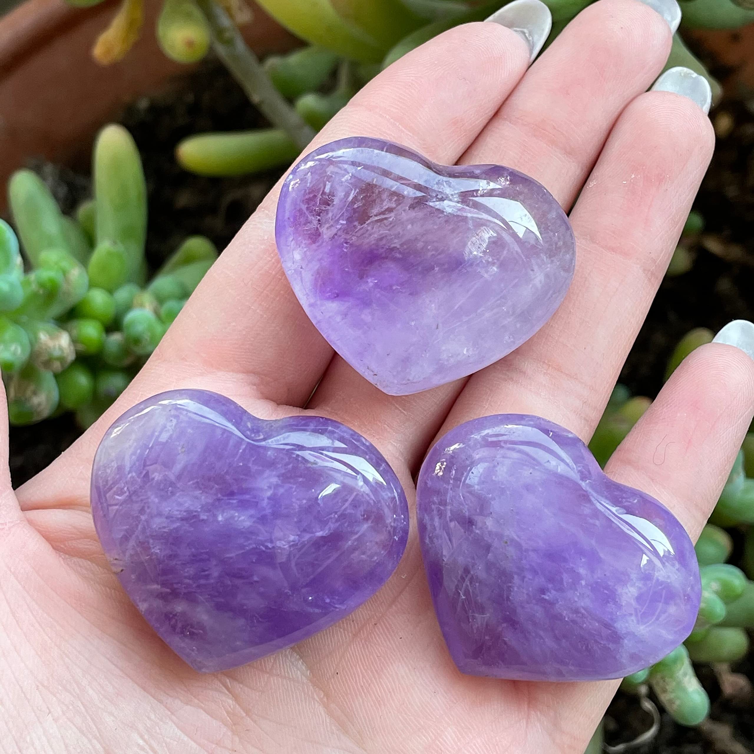Amazon.co.jp: アメジスト結晶天然アメジスト水晶彫刻ハート形の飾り