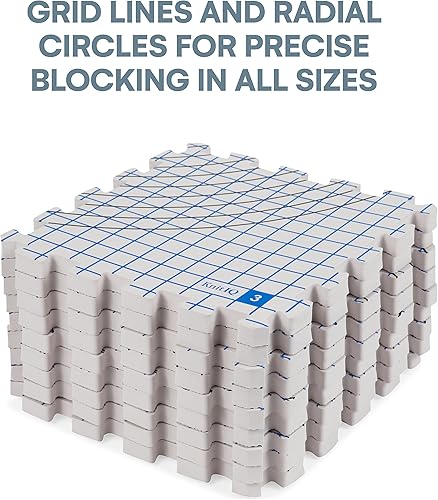 Miniatura 13 de KnitIQ - Bloques de tapetes para tejer y proyectos de ganchillo, tableros de bloques extragruesos, con cuadrículas, 150 pines en T y bolsa