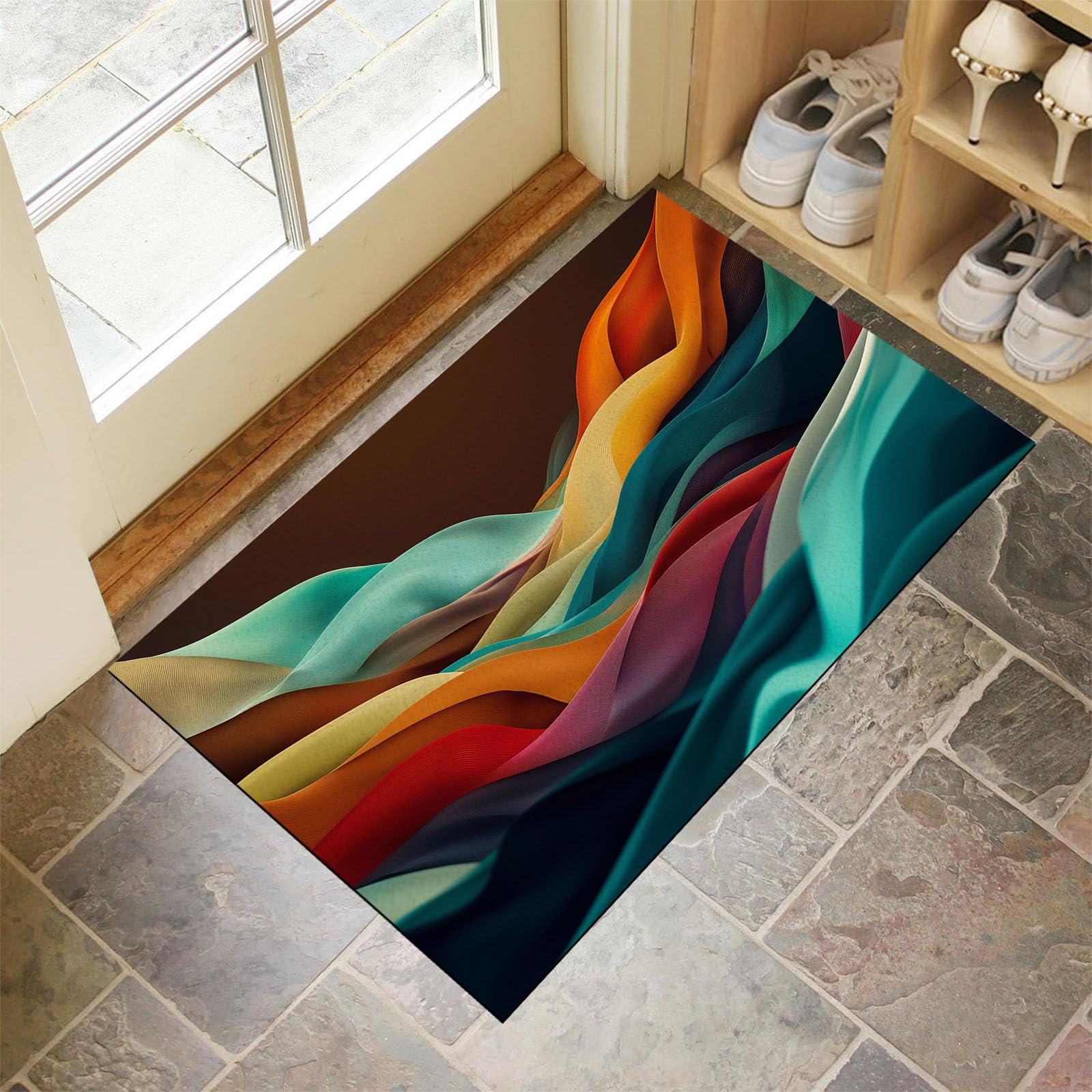 Tapis pour intérieur et extérieur paillasson moderne ondes de tissu