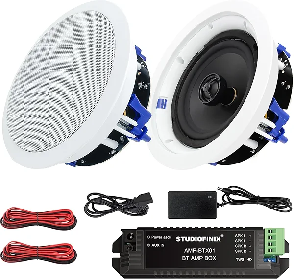 STUDIOFINIX 6.5 Inch Bluetooth Ceiling Speakers,160W 2-Way System, Wired Surround Sound for Living Room, Office,Kichten,Study Room,Basement,Covered Patio and Flush Mount