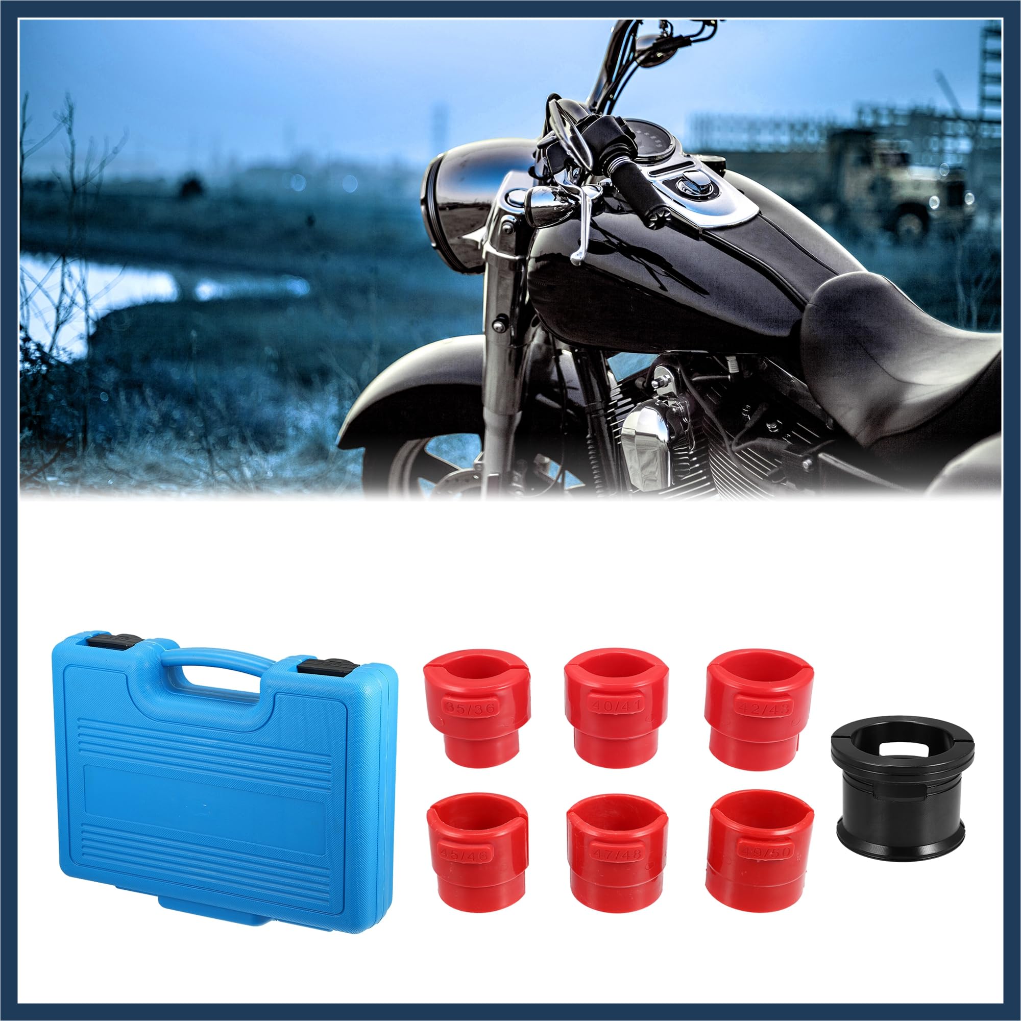 INFINAUTO Herramienta de sellado de horquilla ajustable para motocicleta, 35 mm a 50 mm, diseño elegante