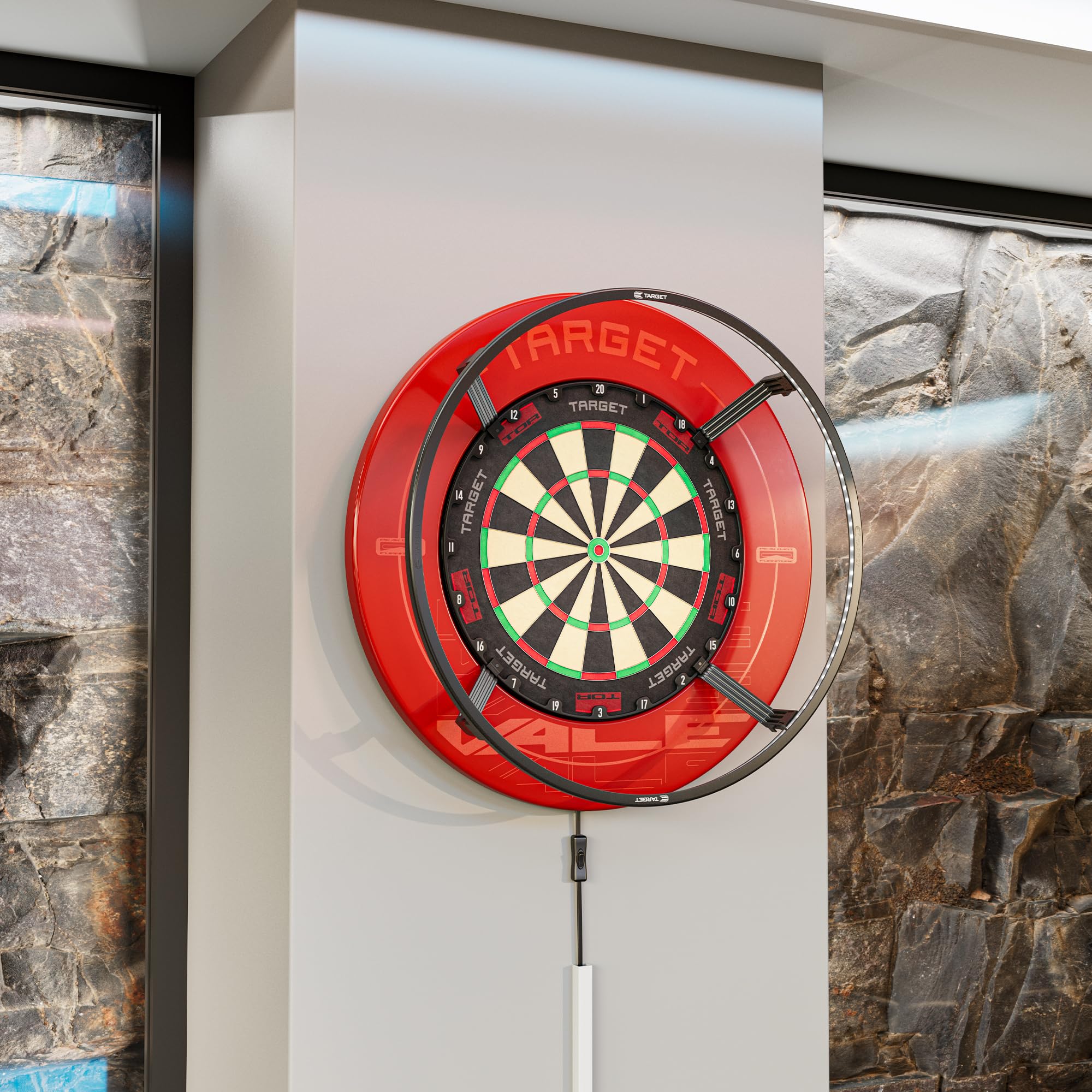 Target Darts Corona Vision Dartboard Lighting System, Schwarzer Rahmen | Weißes LED Dart Board Surround Ringlicht mit magnetischen Füßen | Schatten eliminierendes Dartboard Licht | Professionelle Dart