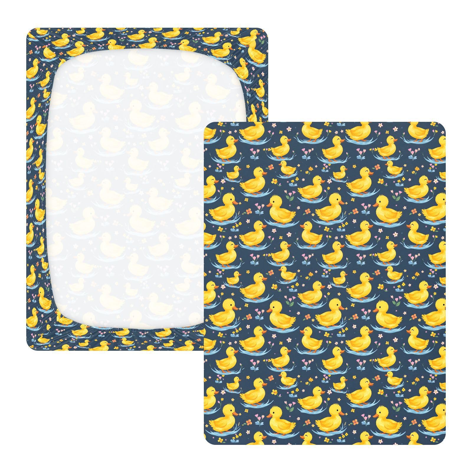 Drap-housse pour lit de bébé motif bateau et fleur de canard pour garçons et filles, 71,1 x 132,1 cm