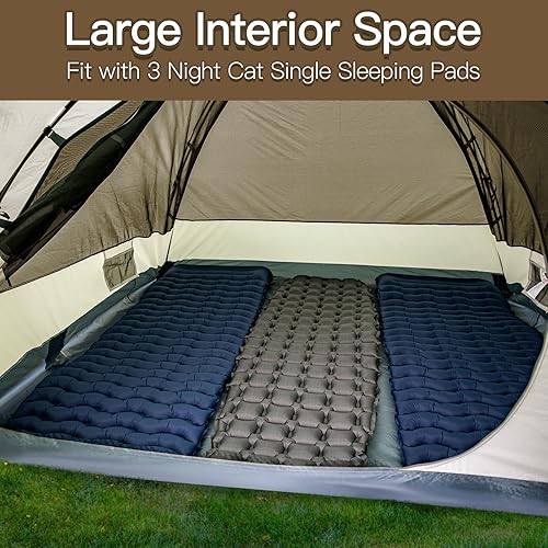 Miniatura 3 de Night Cat Tienda de campaña para 2 y 3 personas con porche familiar, tienda de campaña para mochileros, doble capa, impermeable, fácil instalación,