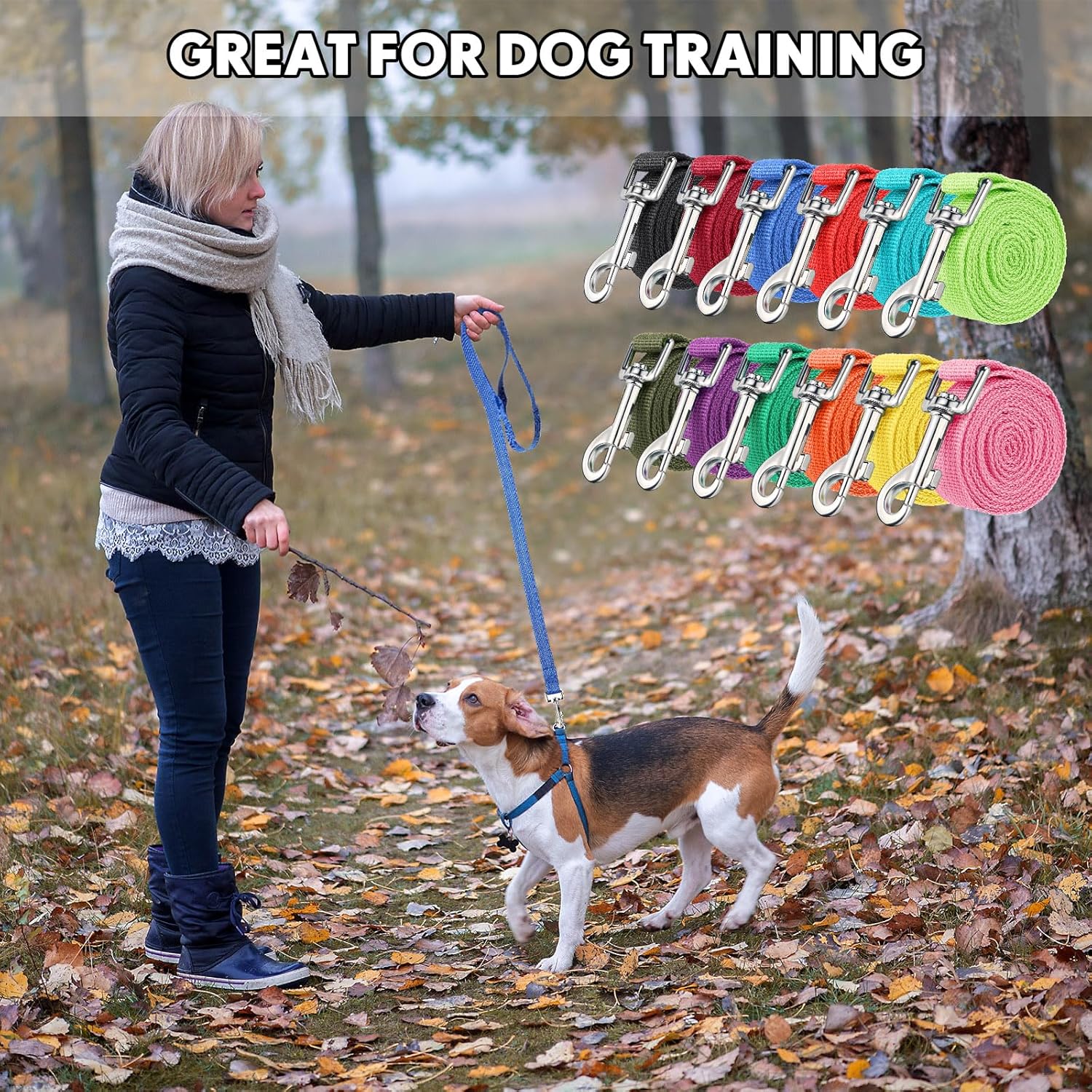 Tegeme 48 Pcs Dog Leash Bulk for Animal Shelter 5 ft Multicolored Puppy Training Leash Slip Pet Traction Nylon Rope for Small Medium Dogs Agility, Yard, Camping, Backyard Play