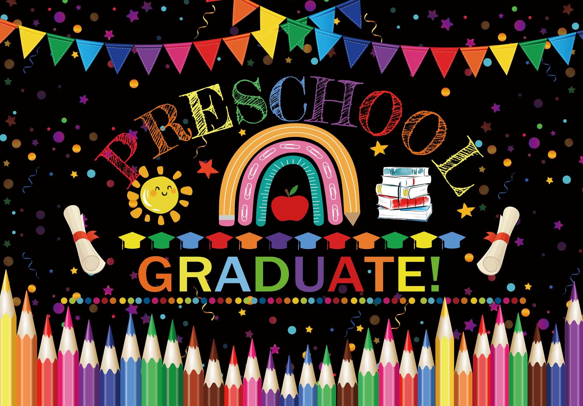Felortte 10x8FT Preschool Graduation Photography Backdrop Kindergarten Pre K Congrats Grad Class of 2025 Background for Kids School Prom Party