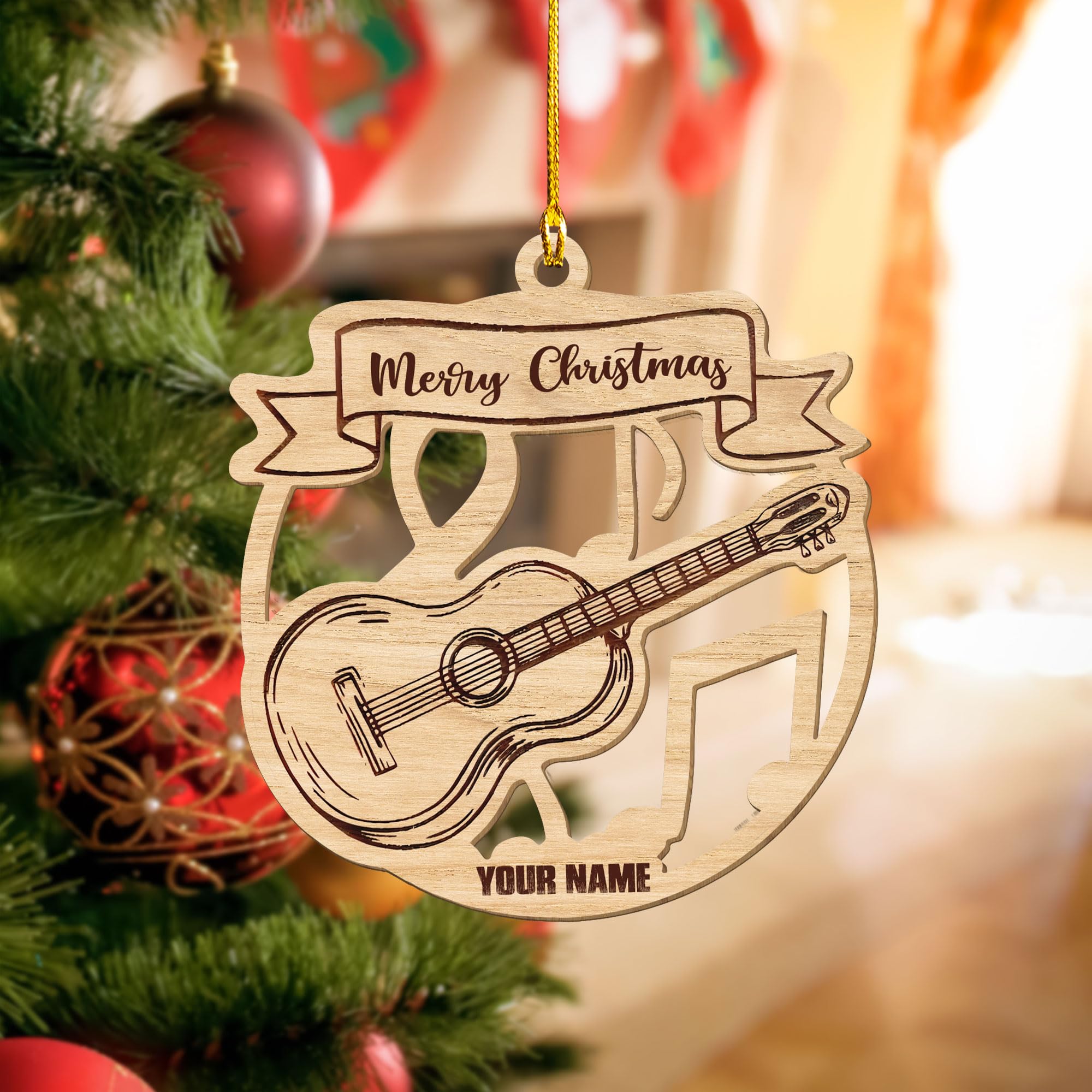 Ornamento Del Árbol Navidad De La Guitarra | Colgante Guitarra Árbol