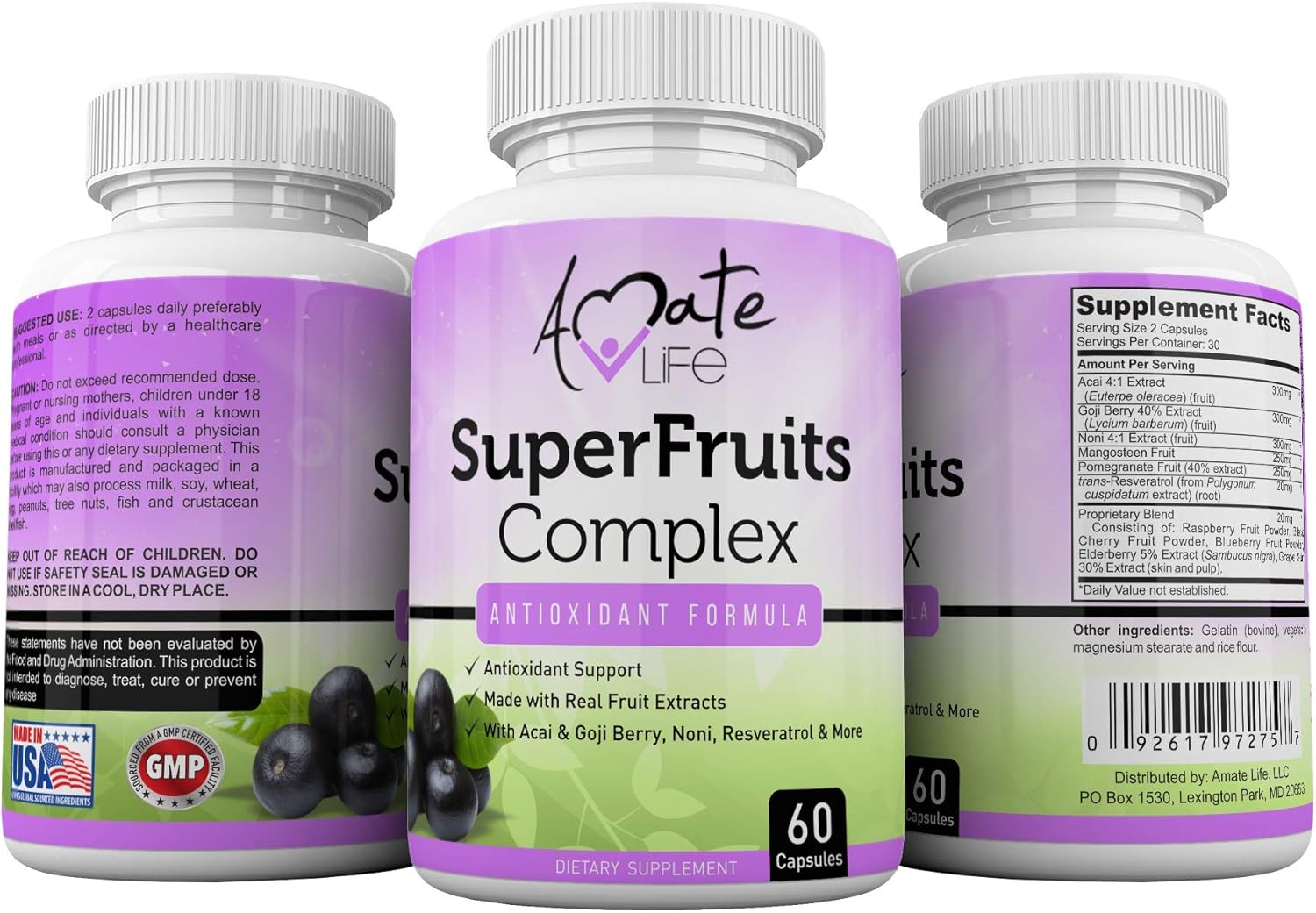 Amate Life Super Fruits Complex Powerful Antioxidant Supplement Immune Support